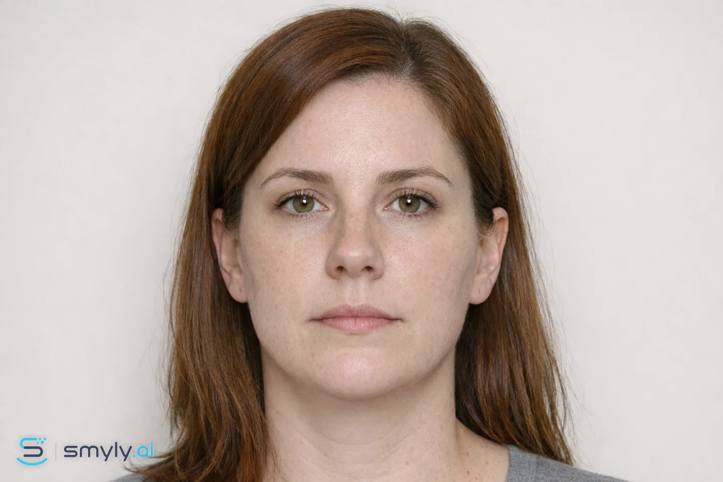 After: Smyly simulation of chin filler on the same smile