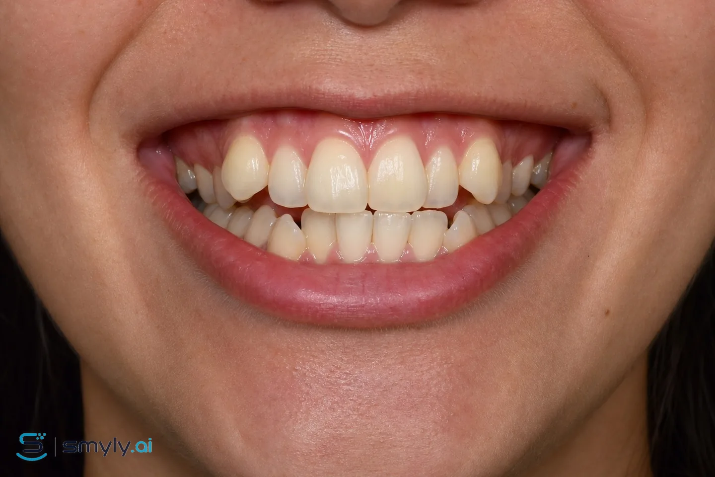 Before: sample smile before straighten crowded teeth