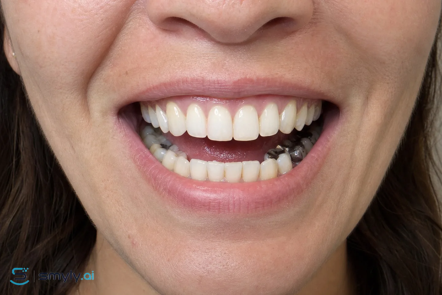 Before: sample smile before replace metal fillings