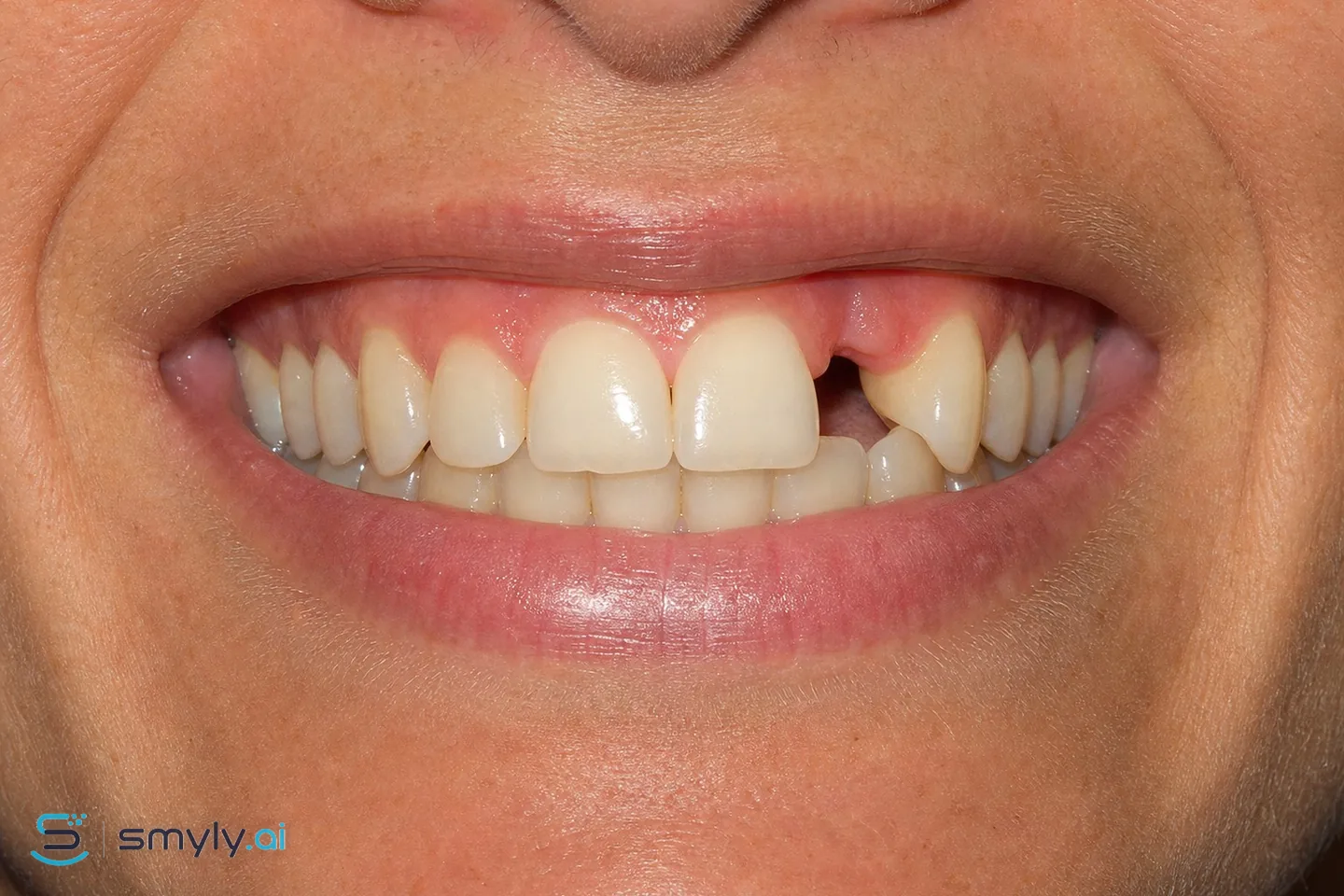 Before: sample smile before single implant