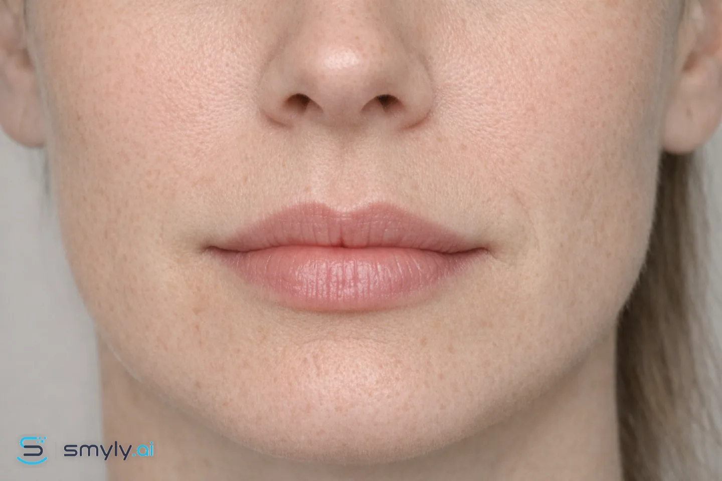 After: Smyly simulation of lip filler on the same face