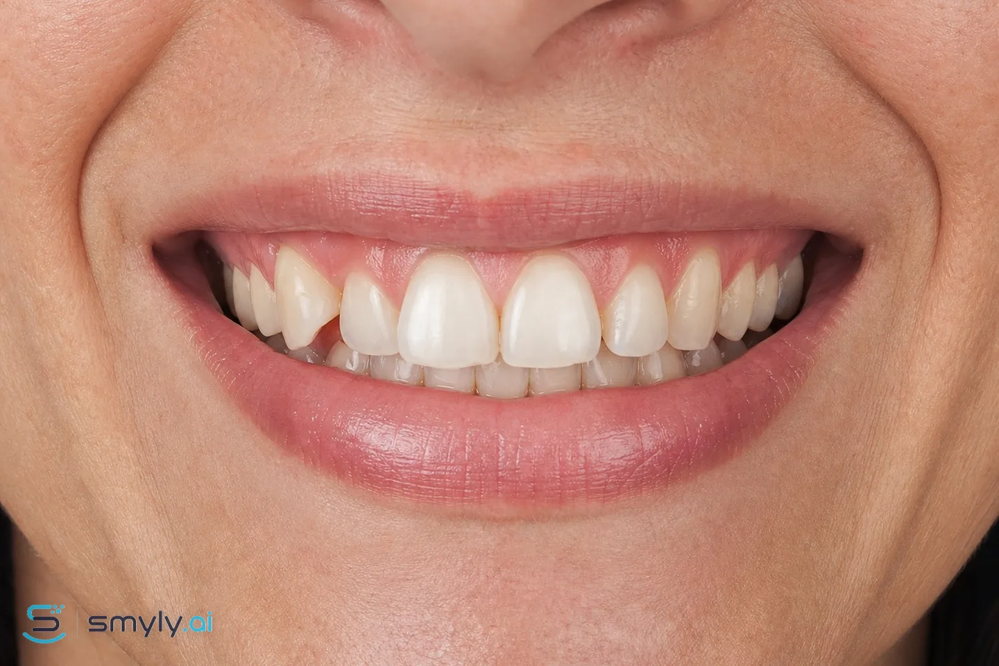 Before: sample smile before rotated tooth correction