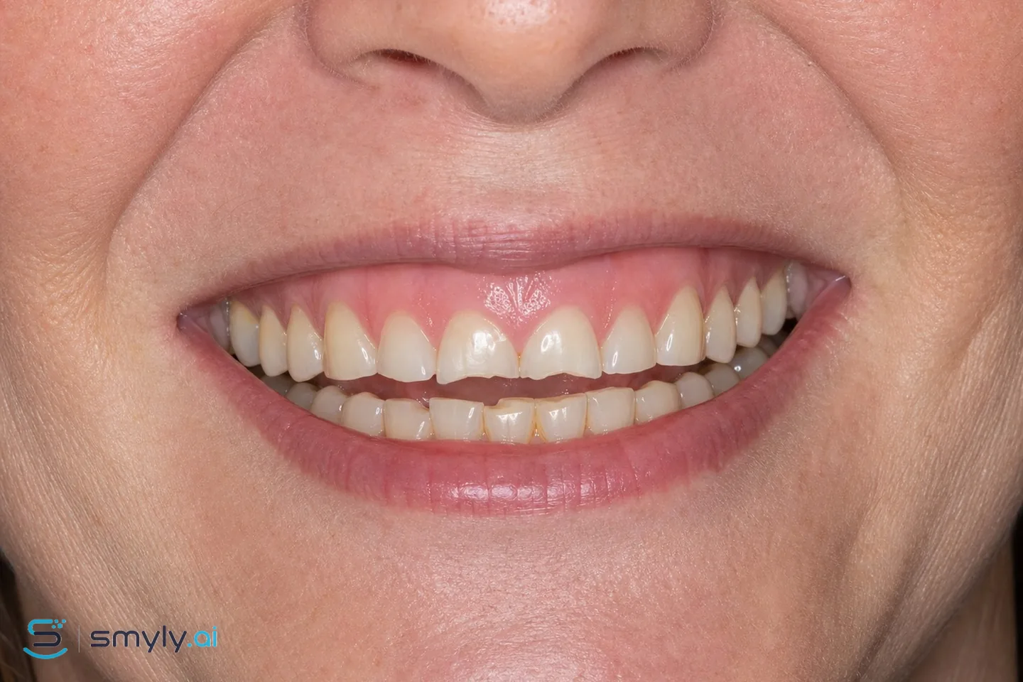 Before: sample smile before worn edge restoration